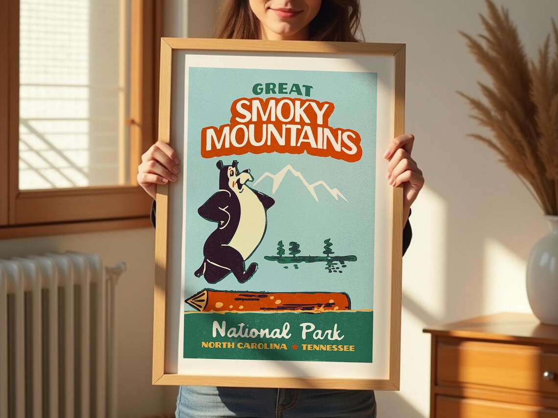 Retro Smoky Mountains Travel Poster, National Park - Image 3