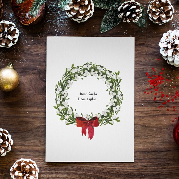 Dear Santa I Can Explain Funny Wreath Christmas Quote Poster