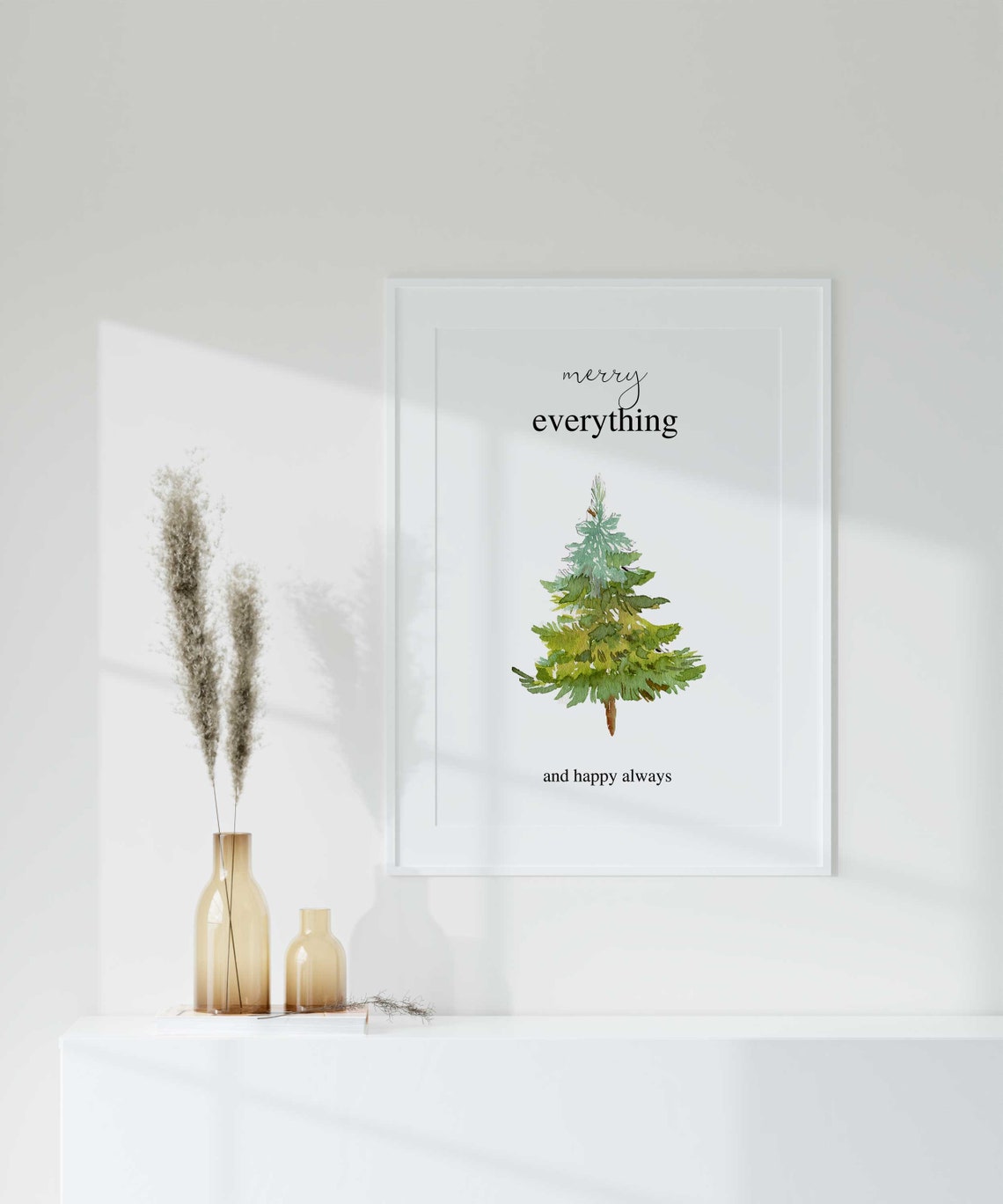 Merry Everything And Happy Always Watercolor Christmas Tree Poster - Image 2