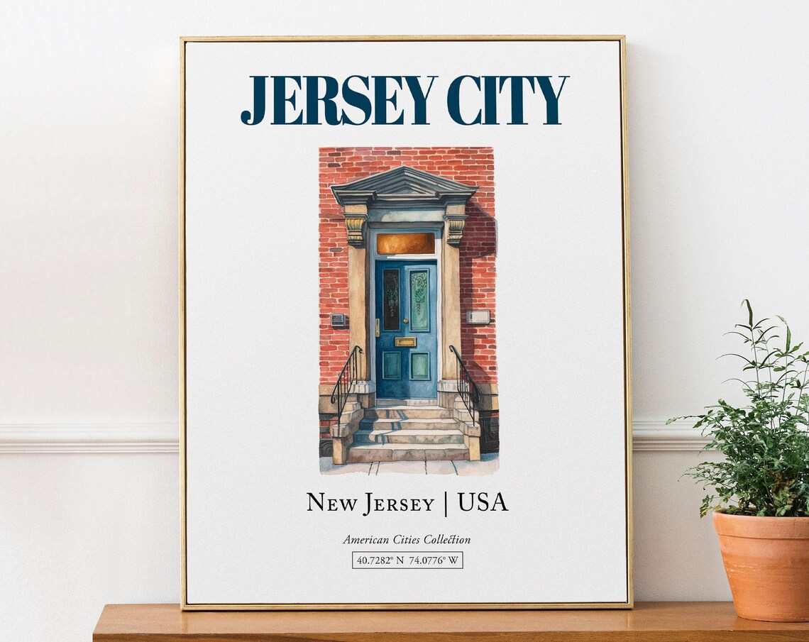 Jersey City New Usa Minimalist Watercolor Poster