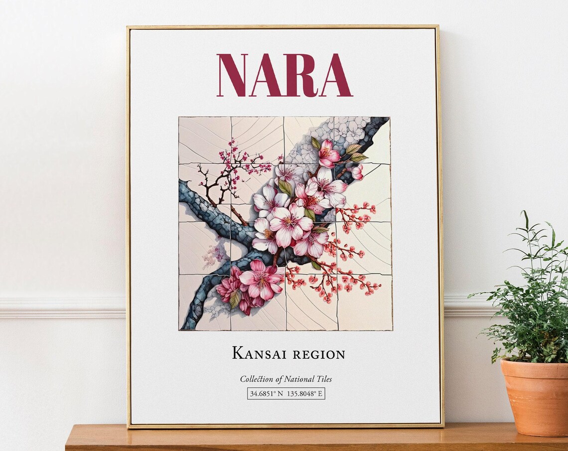 Nara Japan Minimalist Travel Poster, Kitchen Decor