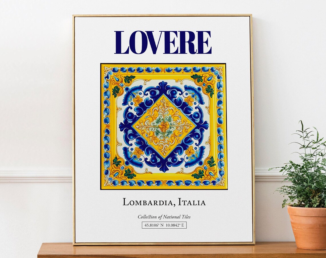 Lovere Lombardia Italy Minimalist Maiolica Tile Art Print