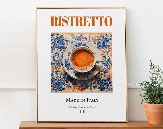 Ristretto On Maiolica Tile, Traditional Italian Poster