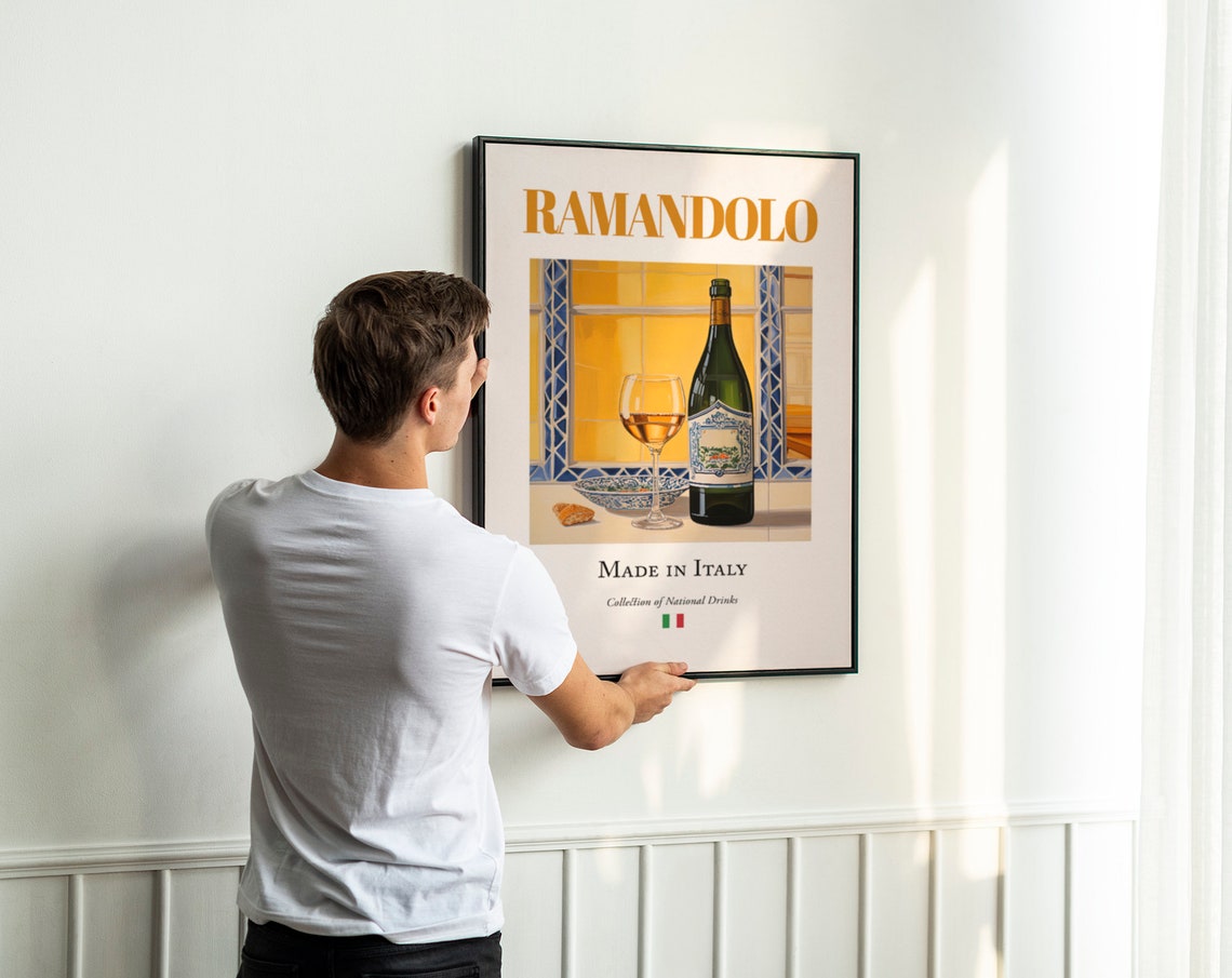 Ramandolo Wine on Maiolica Tile, Italian Poster Print - Image 3