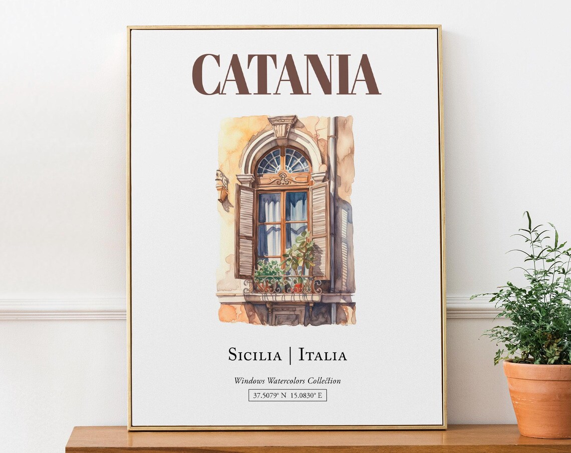Catania Sicilia Italia Travel Poster, Watercolor