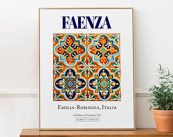 Faenza, Italy Minimalist Maiolica Tile Poster