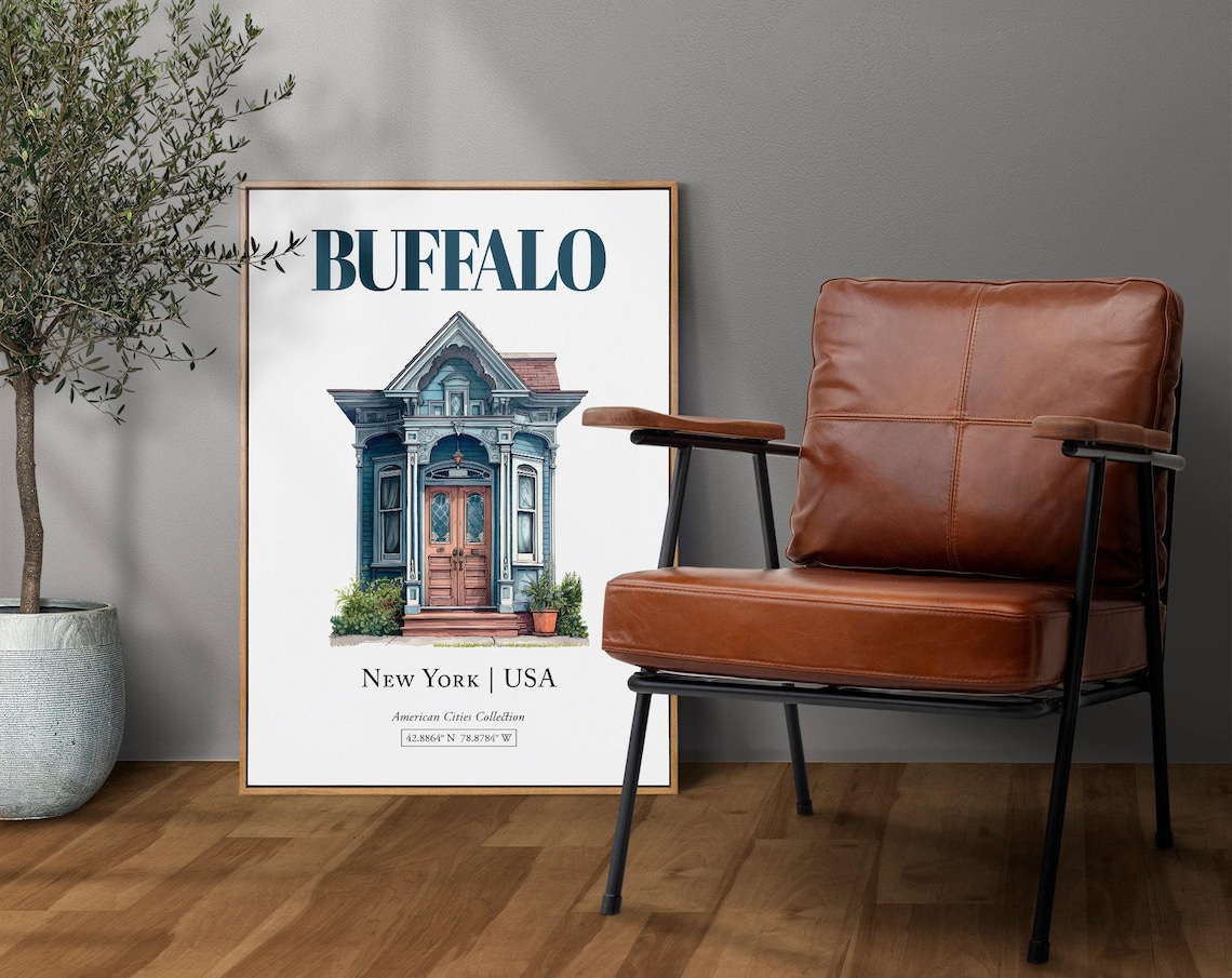 Buffalo, New York Minimalist Watercolor Art Print