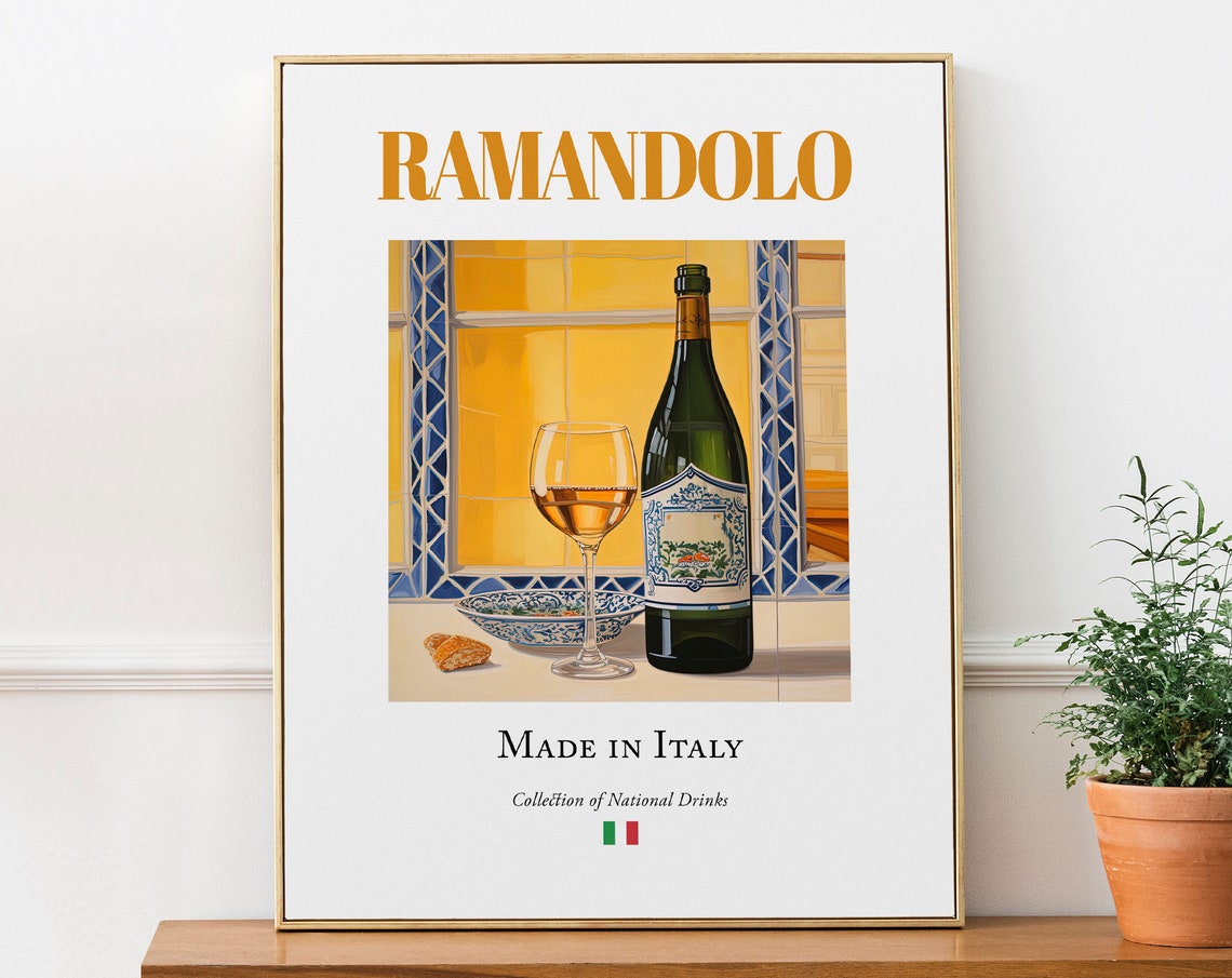 Ramandolo Wine on Maiolica Tile, Italian Poster Print