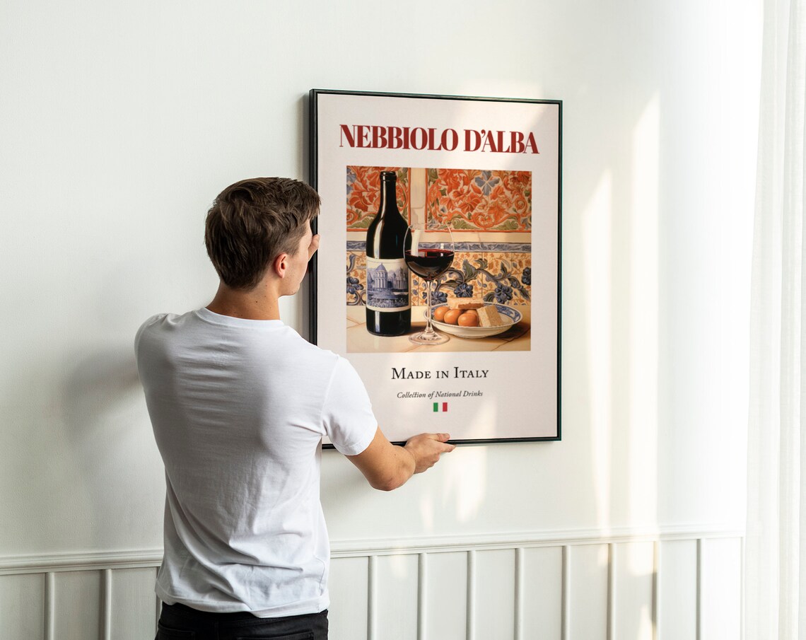 Nebbiolo Dalba On Maiolica Tile, Kitchen Bar Art Print - Image 3