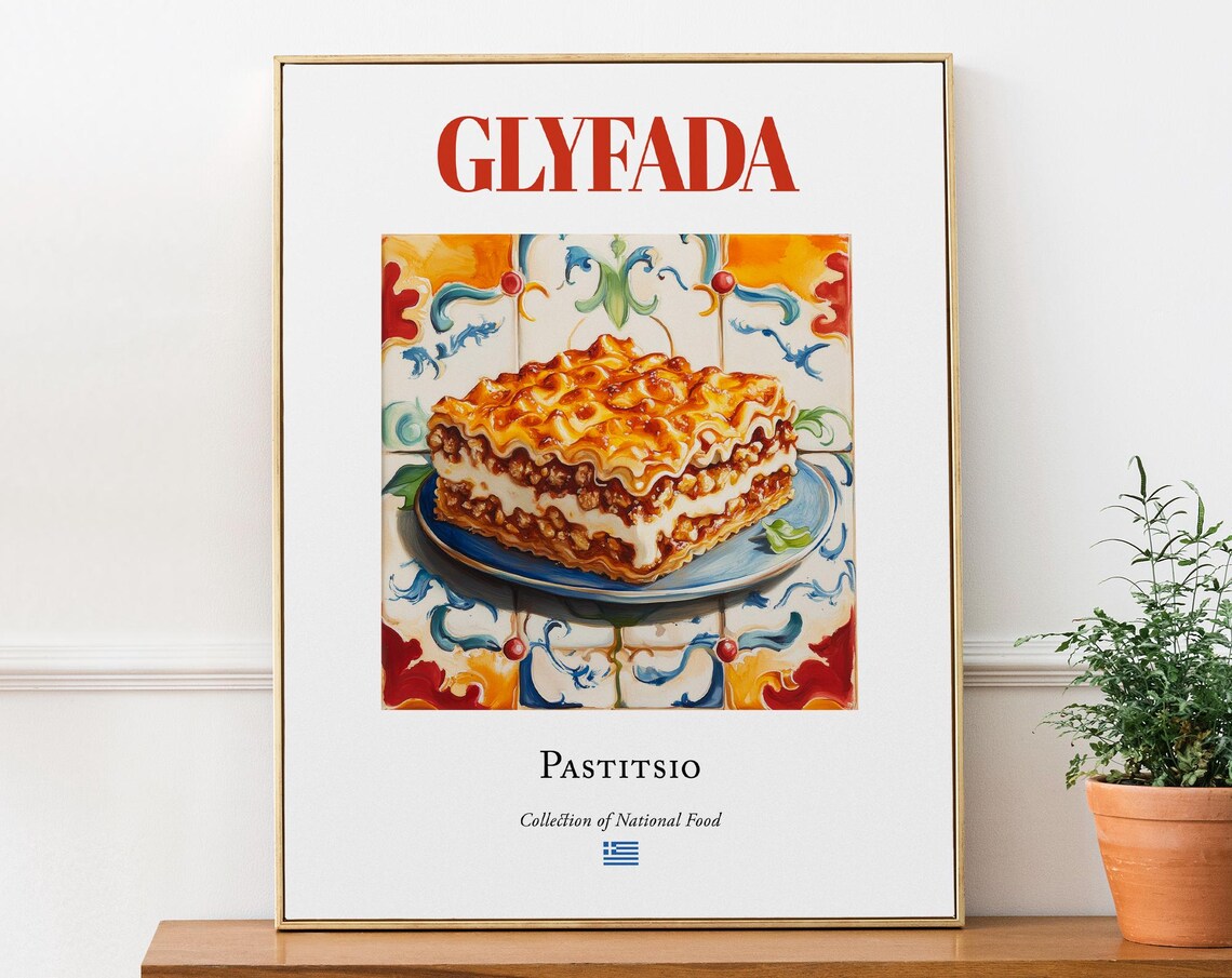 Glyfada Pastitsio Greek Layered Pasta National Food Dish Poster