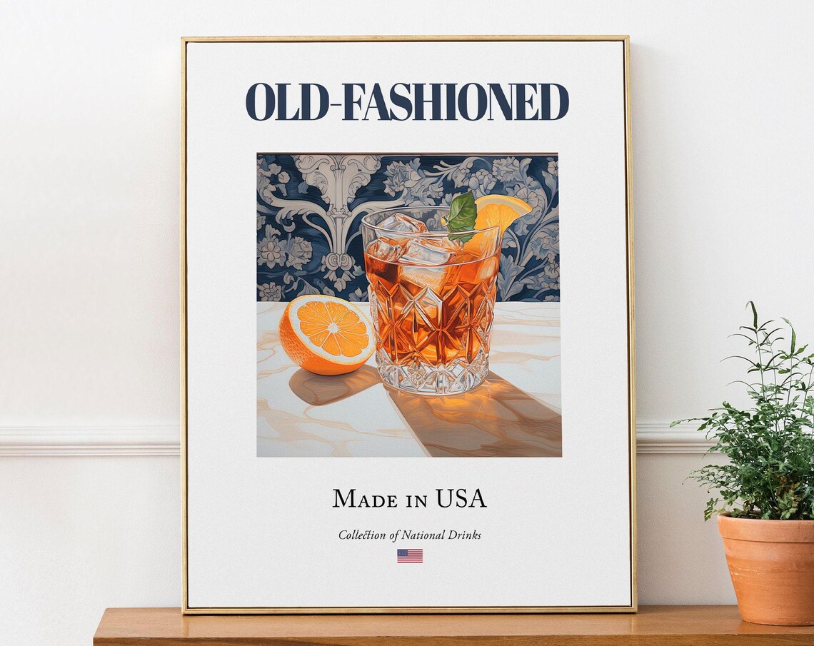 Oldfashioned On Maiolica Tile, Traditional Beverage Poster