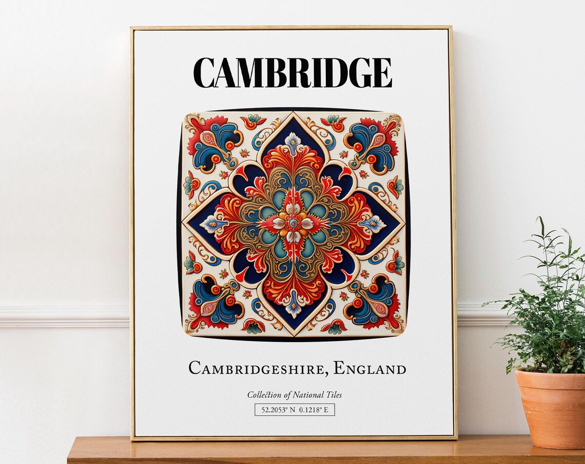 Cambridges Tile Pattern Poster, English Charm Art Print