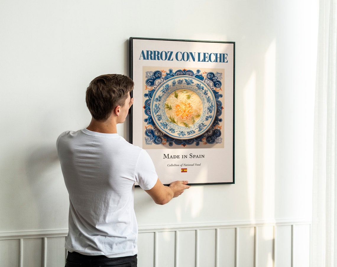 Arroz Con Leche Maiolica Tile, Spanish Food Art Print - Image 3