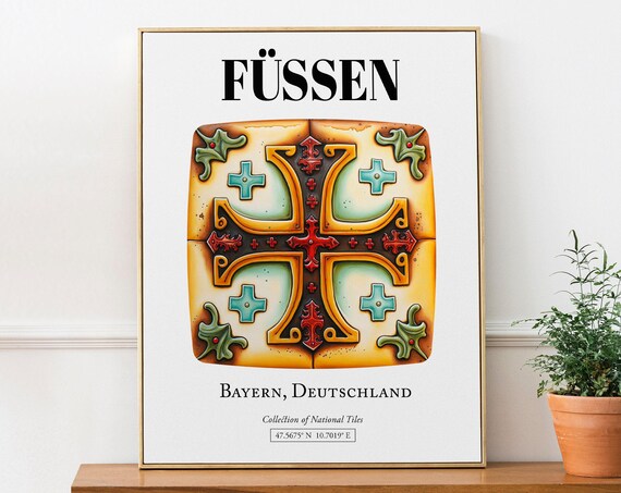 Fssen Bayern Germany Traditional Tile Pattern Travel Poster