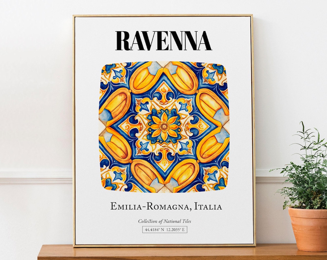 Ravenna Emilia-Romagna Italy Tile Pattern Travel Poster