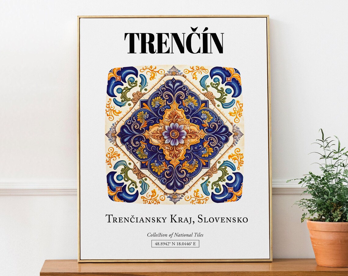 Trenn Treniansky Kraj Slovensko Tile Pattern Art Print