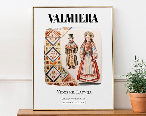 Valmiera Vidzeme Latvia Traditional Tile Pattern Travel Poster