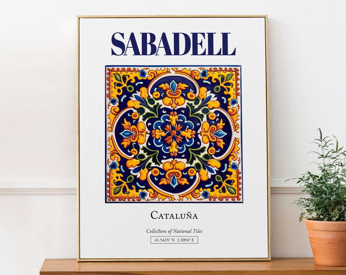 Sabadell Catalua Spain Folk Tile Art Print