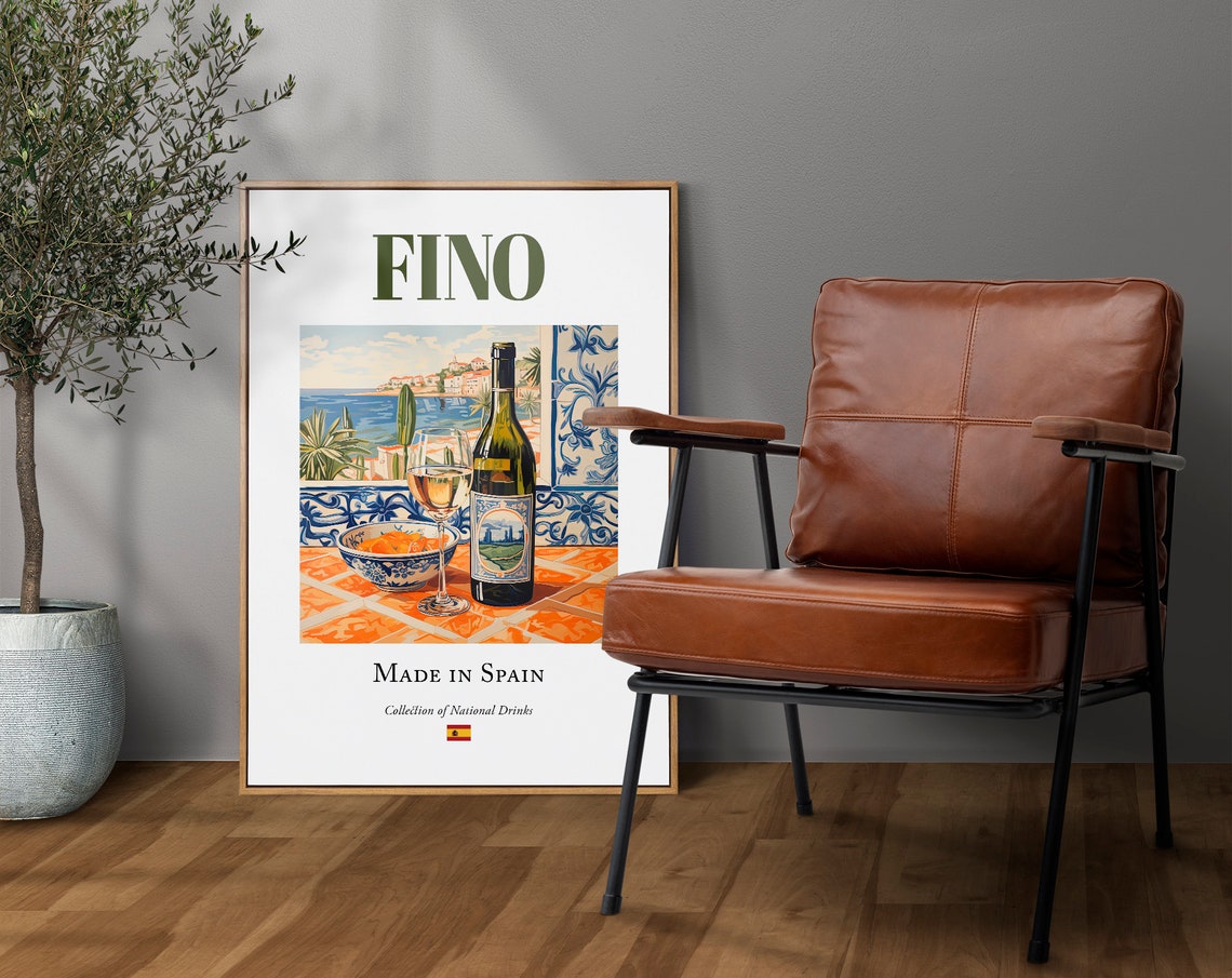 Fino Wine On Maiolica Tile, Cadiz Kitchen Poster - Image 4