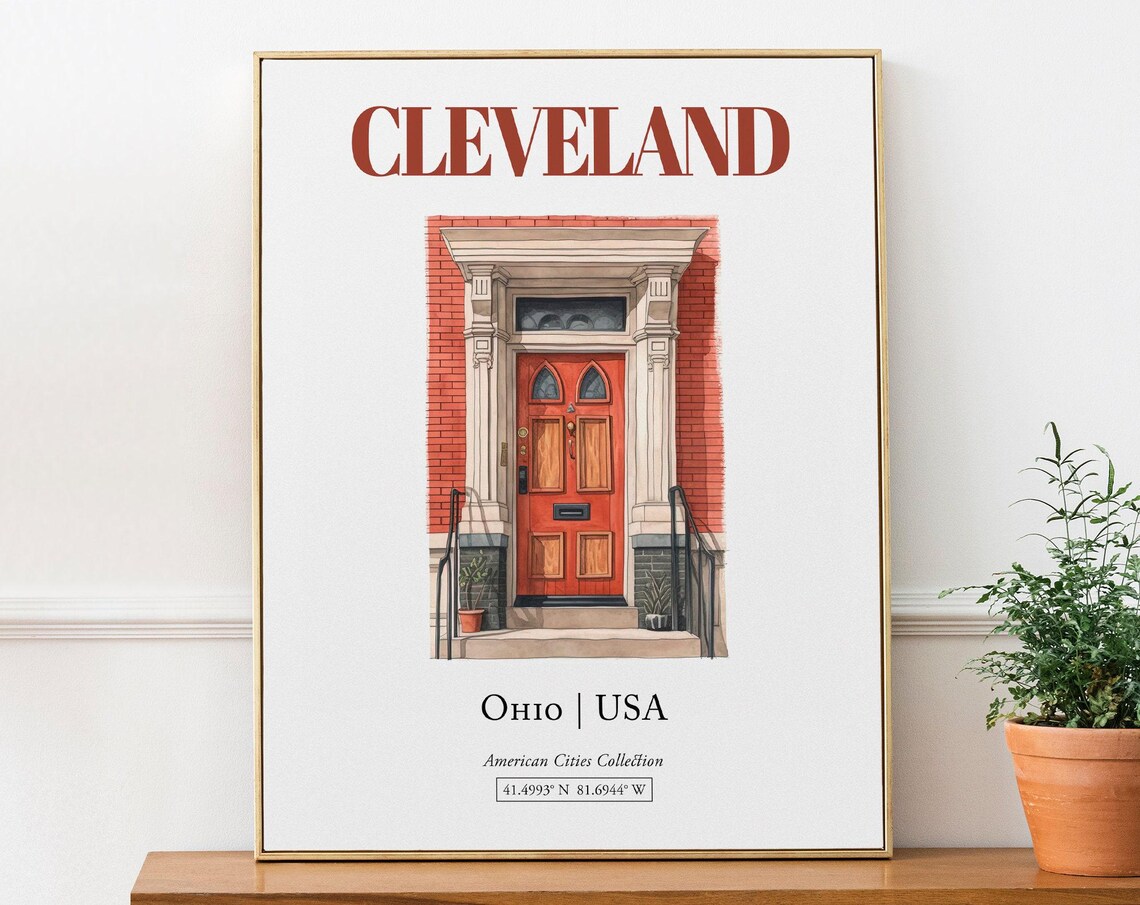 Cleveland Ohio USA Minimalist Watercolor Art Print