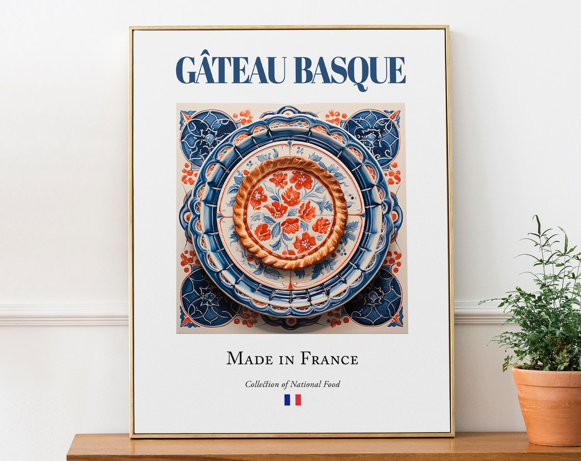 Gâteau Basque on Maiolica Tile Plate, Food Art Print