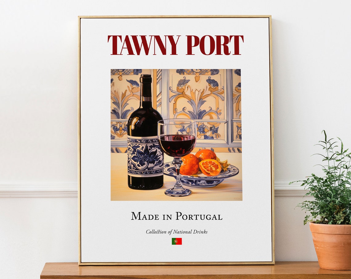 Tawny Port on Azulejo Tile, Portugal Beverage Poster
