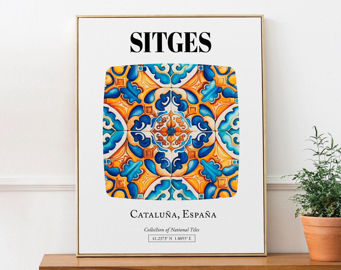 Sitges Catalonia Spain Traditional Tile Pattern Art Print
