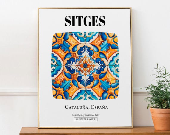 Sitges Catalonia Spain Traditional Tile Pattern Art Print