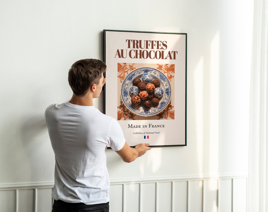 Chocolate Truffles on Maiolica Plate, Food Poster - Image 3