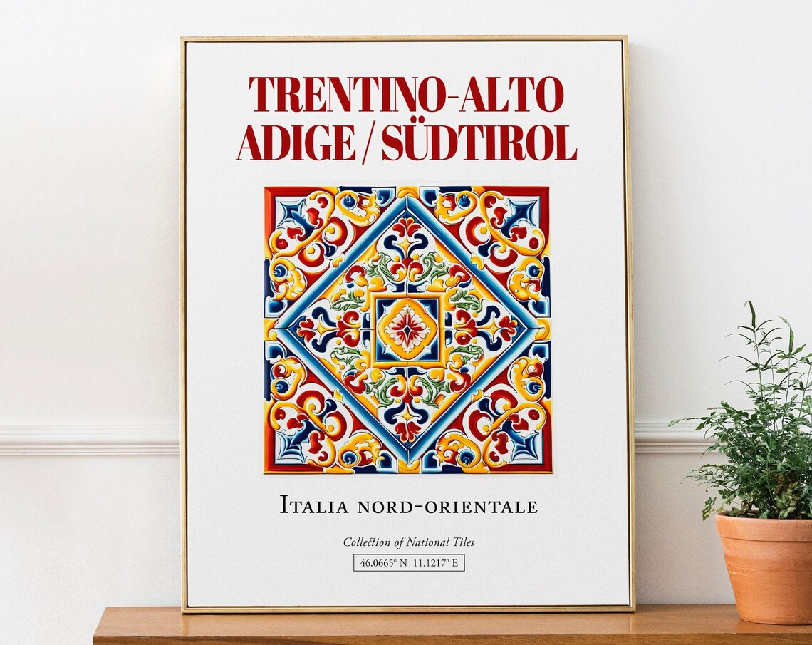 Trentino-Alto Adige Italy Folk Maiolica Tile Art Print