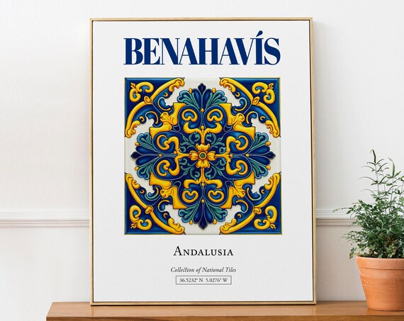 Benahavís Andalusia Spain Folk Tile Travel Poster