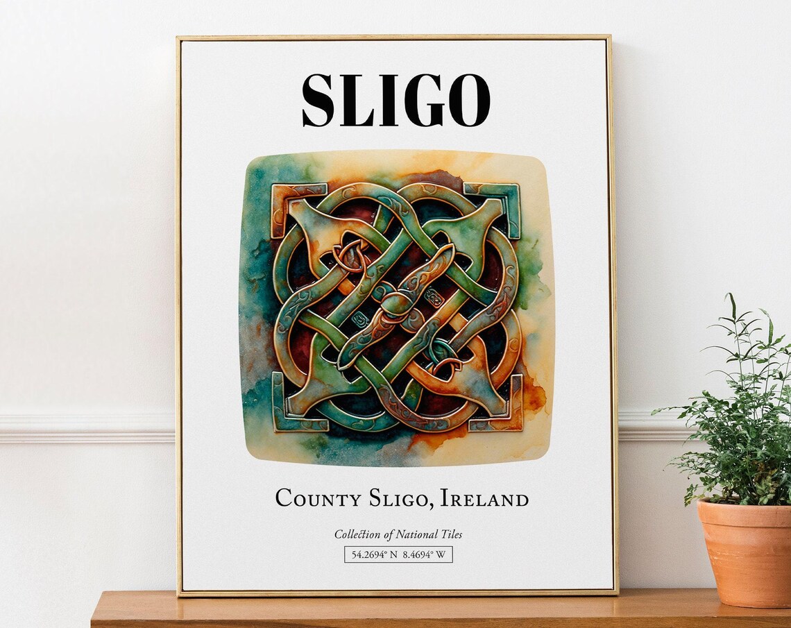 Sligo County Ireland Traditional Tile Pattern Poster