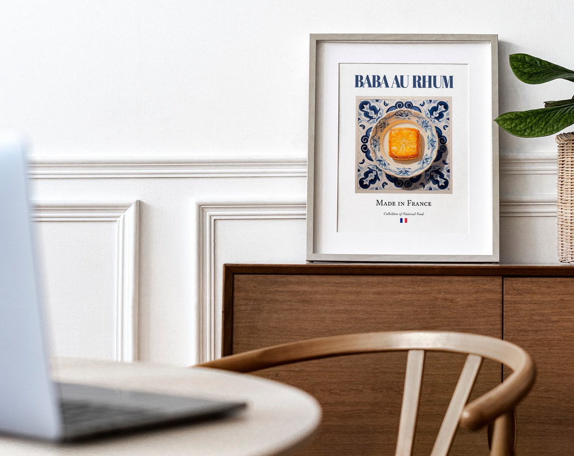 Baba Au Rhum on Maiolica Tile Plate, French Food Art Print - Image 4