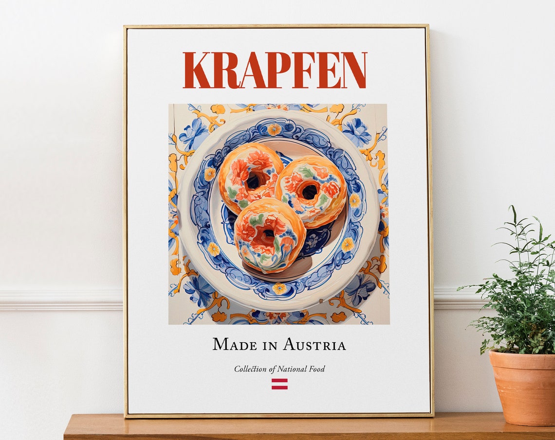 Krapfen on Maiolica Tile Plate, Austrian Food Art Print