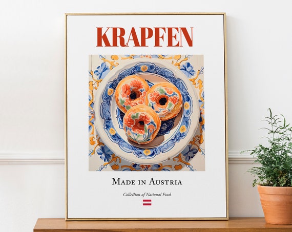 Krapfen on Maiolica Tile Plate, Austrian Food Art Print