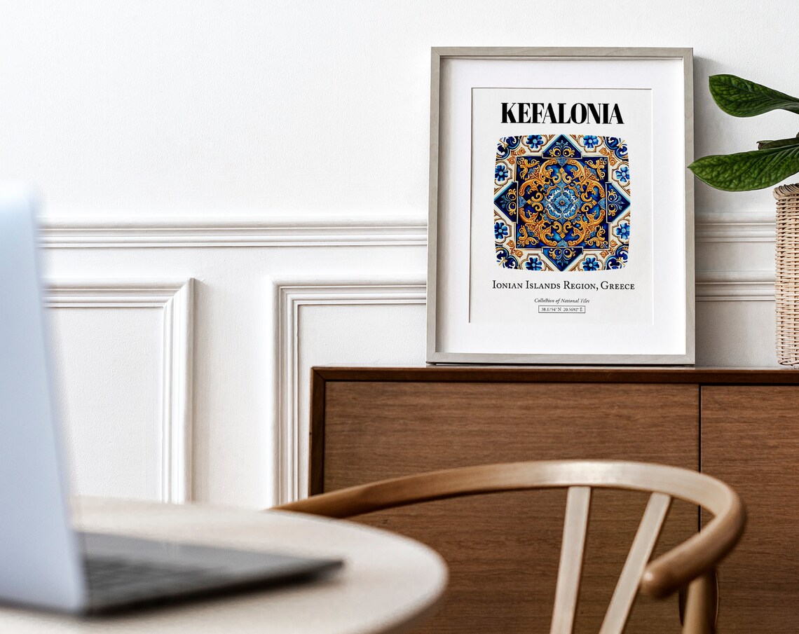 Kefalonia Tile Pattern Poster, Greek Island Beauty - Image 4