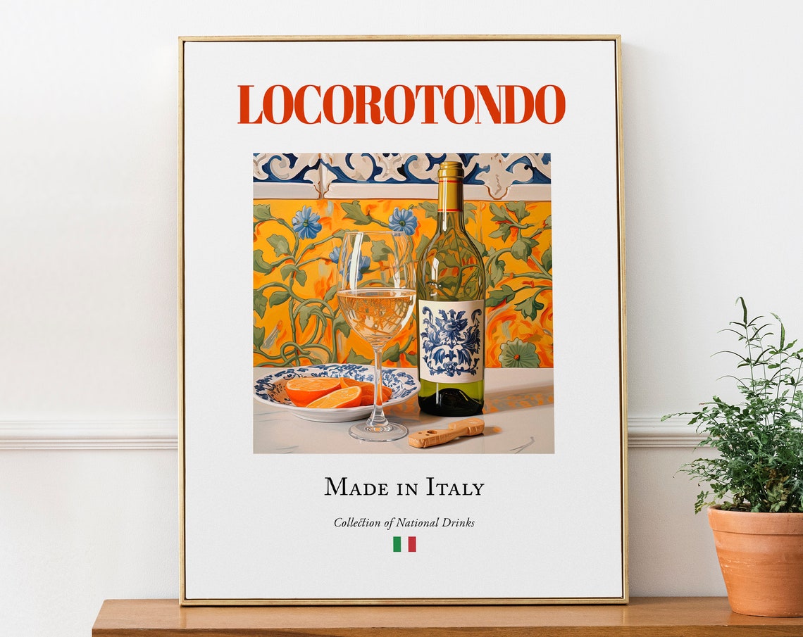 Locorotondo Wine On Maiolica Tile, Italian Poster