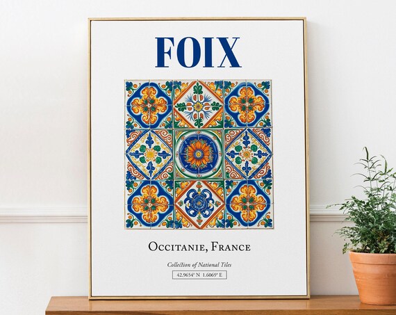 Foix Occitanie France Minimalist Tile Art Print