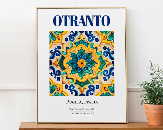 Otranto Puglia Italy Minimalist Maiolica Tile Travel Poster