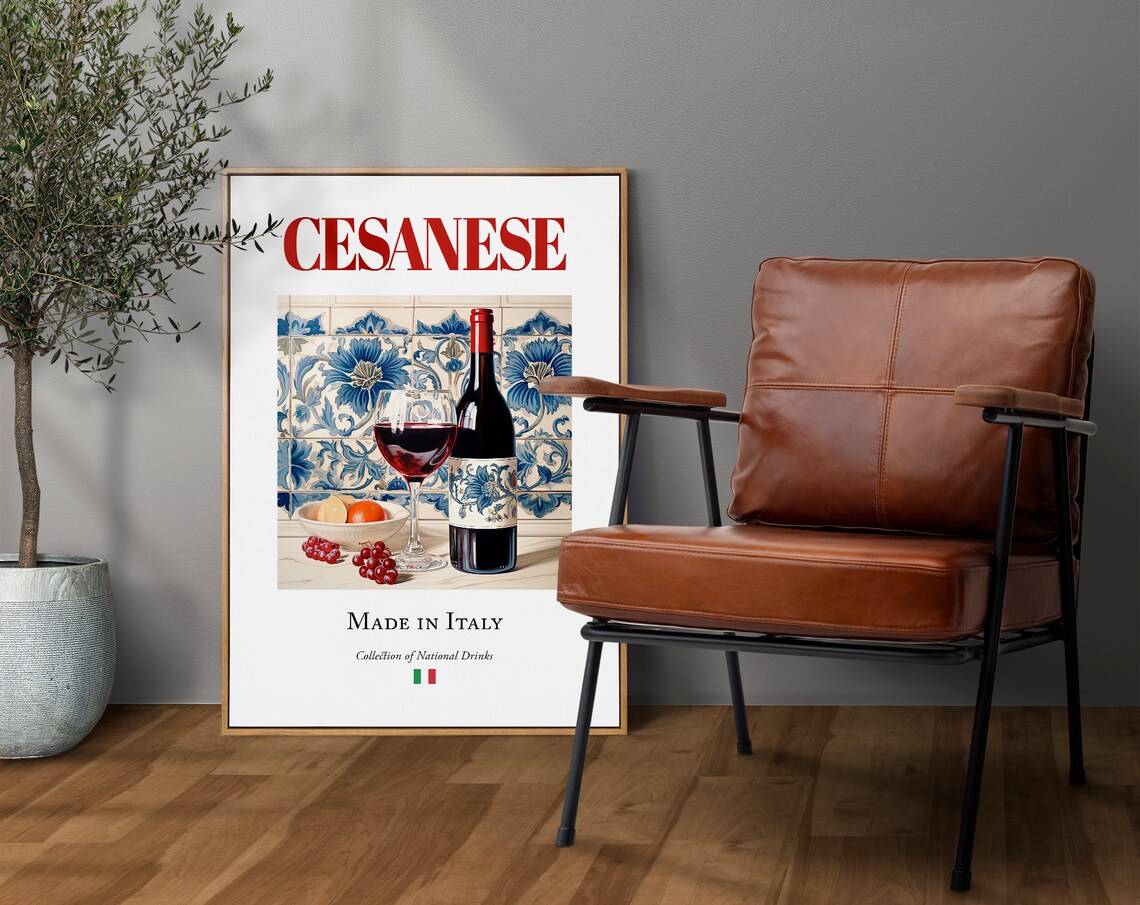 Cesanese on Maiolica Tile, Italian Beverage Art Print - Image 4