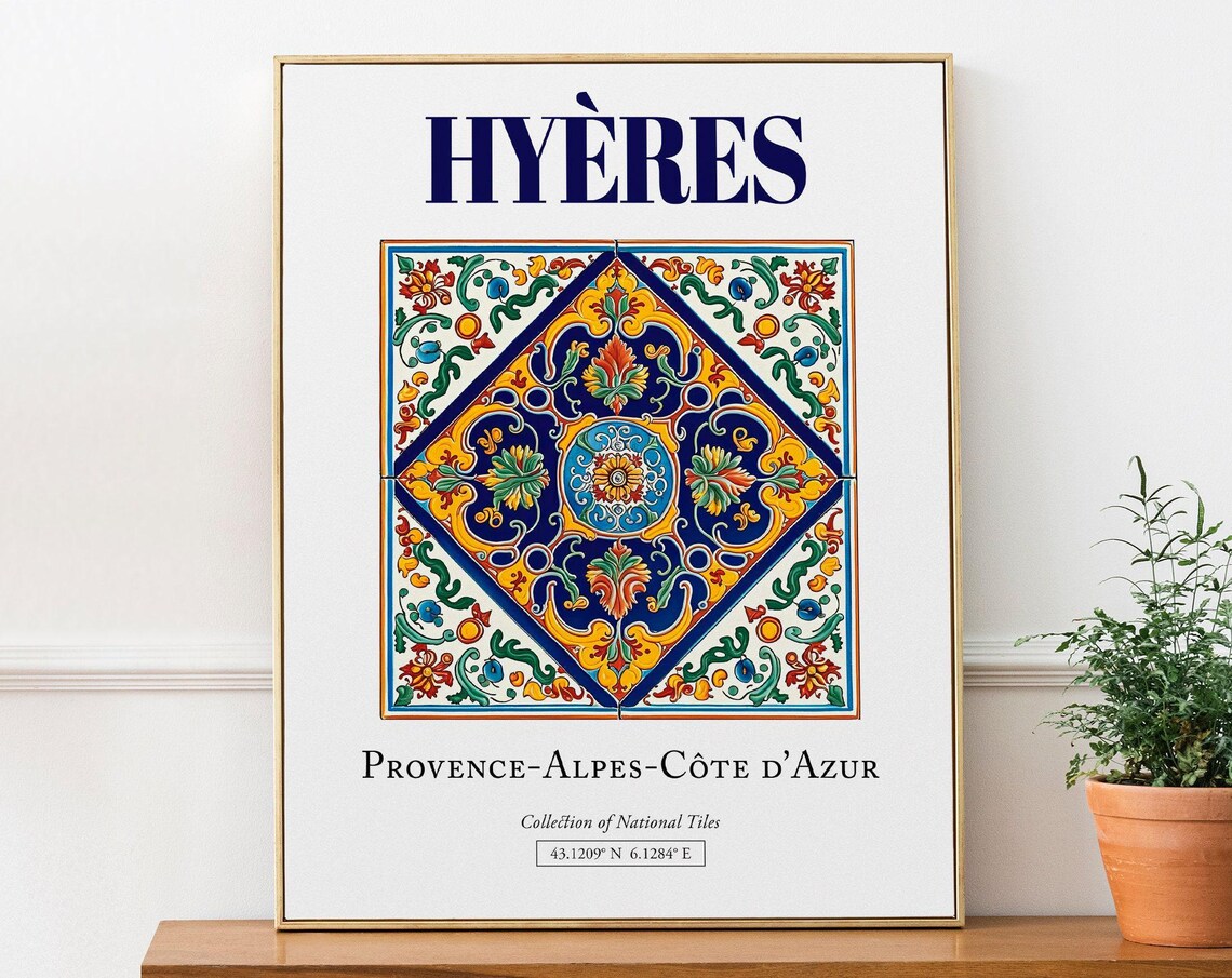 Provence-Alpes-Côte D'Azur France Folk Tile Art Print