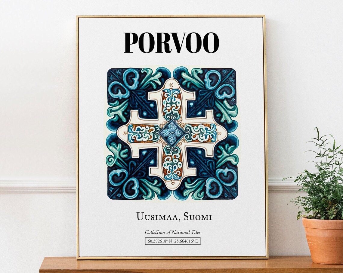 Porvoo Uusimaa Finland Traditional Tile Pattern Art Print