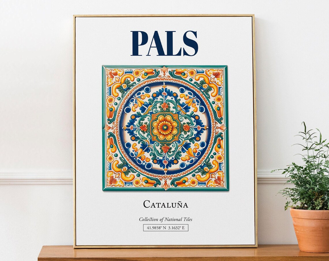 Catalua Spain Folk Traditional Tile Travel Poster