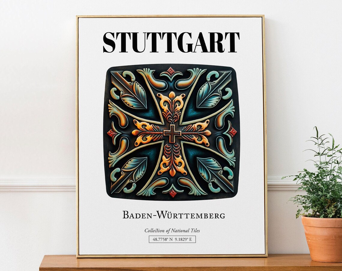 Stuttgart Baden-Wurttemberg Traditional Tile Pattern Art Print