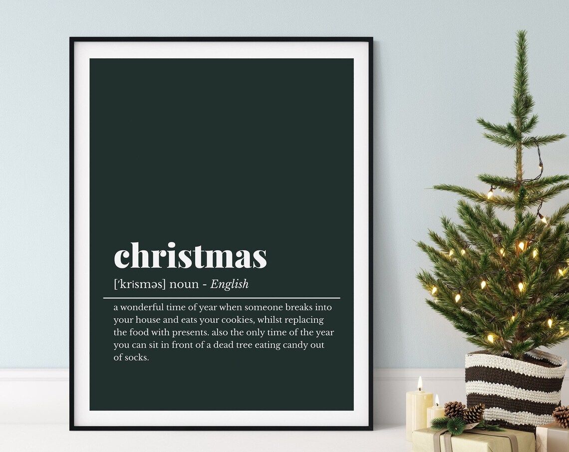 Christmas Funny Definition Dark Green Holiday Season Gift Poster