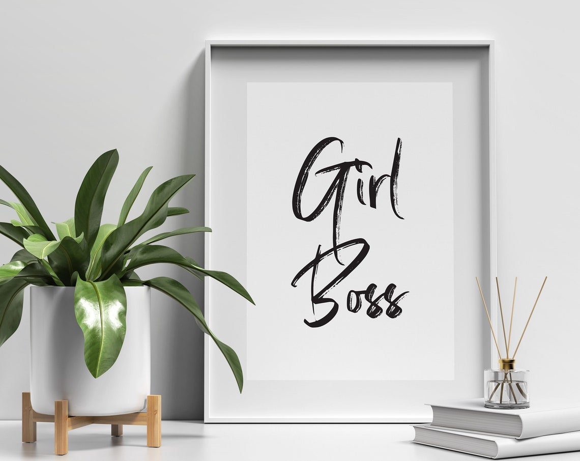 Girl Boss Bold Brush Script Empowering Women Quote Office Poster