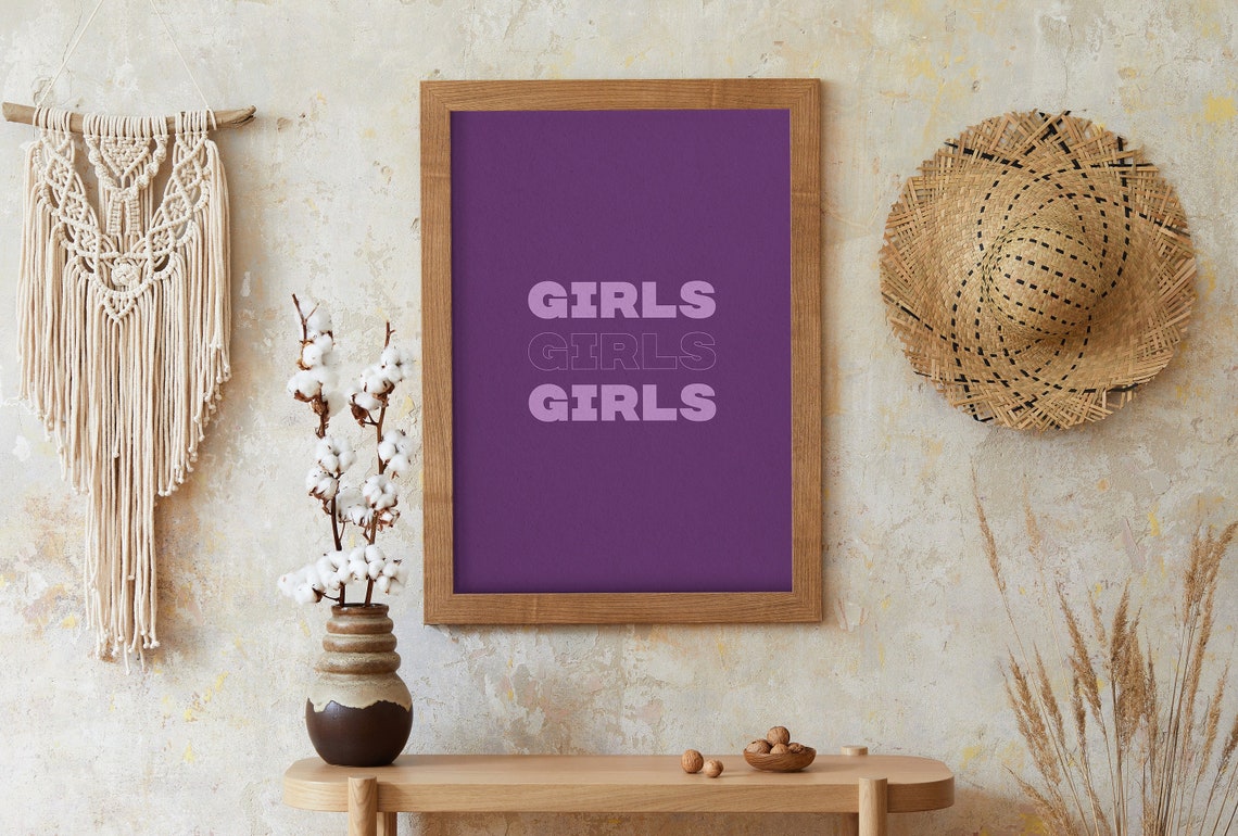 Teen Girl Wall Art Girls Girls Girls Feminine Wall Art Girly Wall Art Teen Room Decor Feminist Art Girlfriend Gift Gift For Her