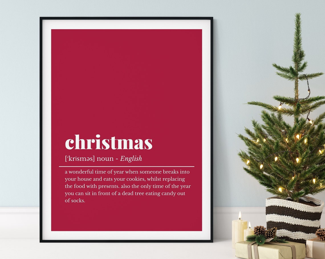 Christmas Funny Definition Rich Red Background Holiday Poster