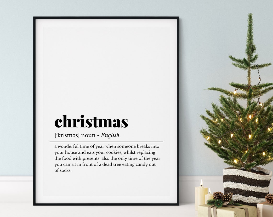 Christmas Funny Definition Minimalist White Holiday Season Poster