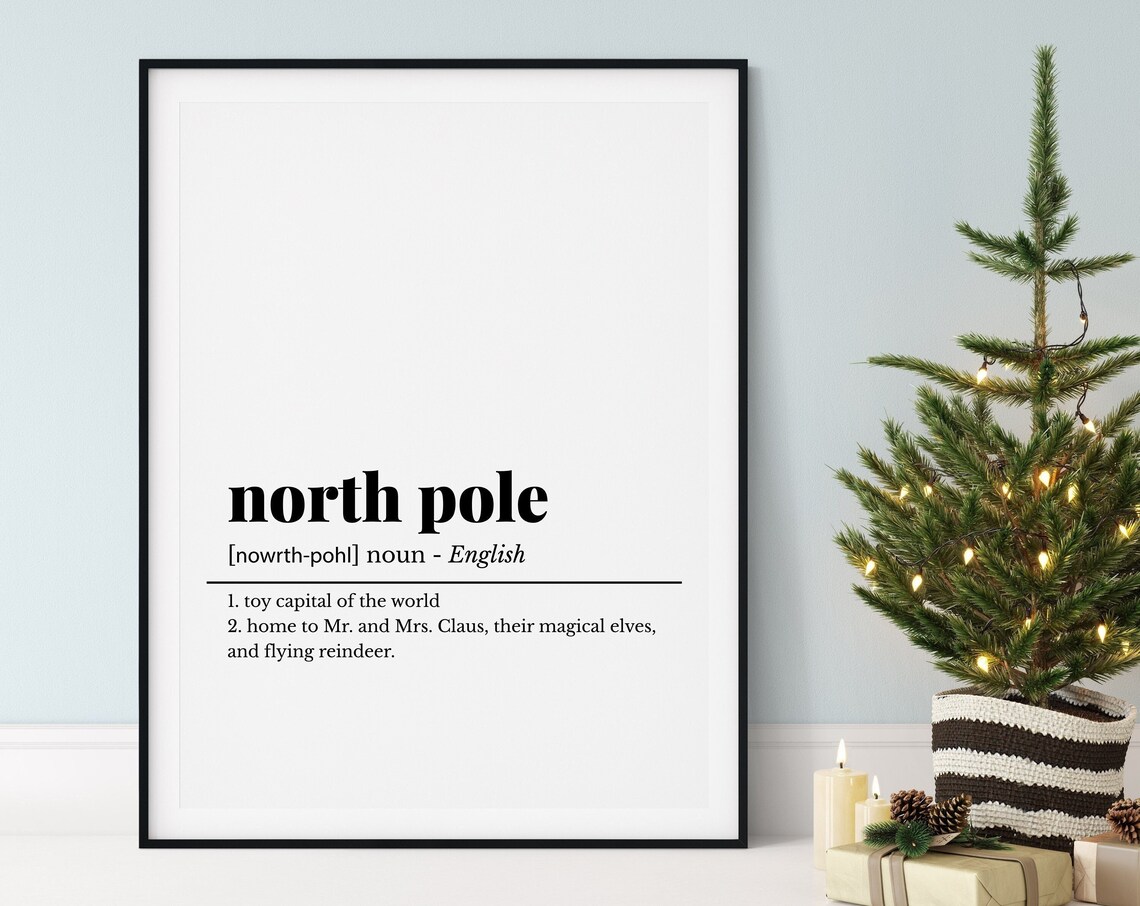North Pole Definition Christmas Dictionary Santa Elves Wall Art